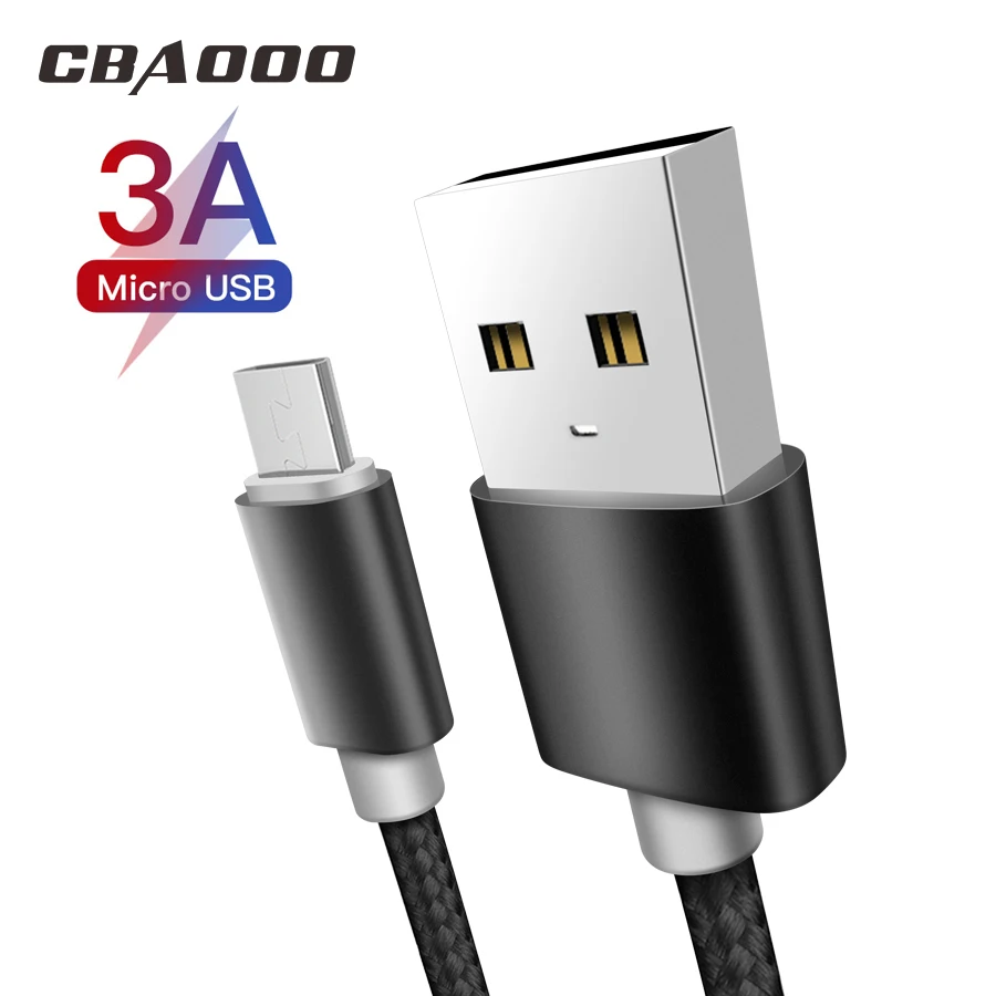 CBAOOO 3 M 3A سريع المصغّر usb كابل النايلون جديلة كابل بيانات لسامسونج غالاكسي S7 حافة S6 Xiaomi Redmi ملاحظة 5 الهاتف المحمول الكابلات