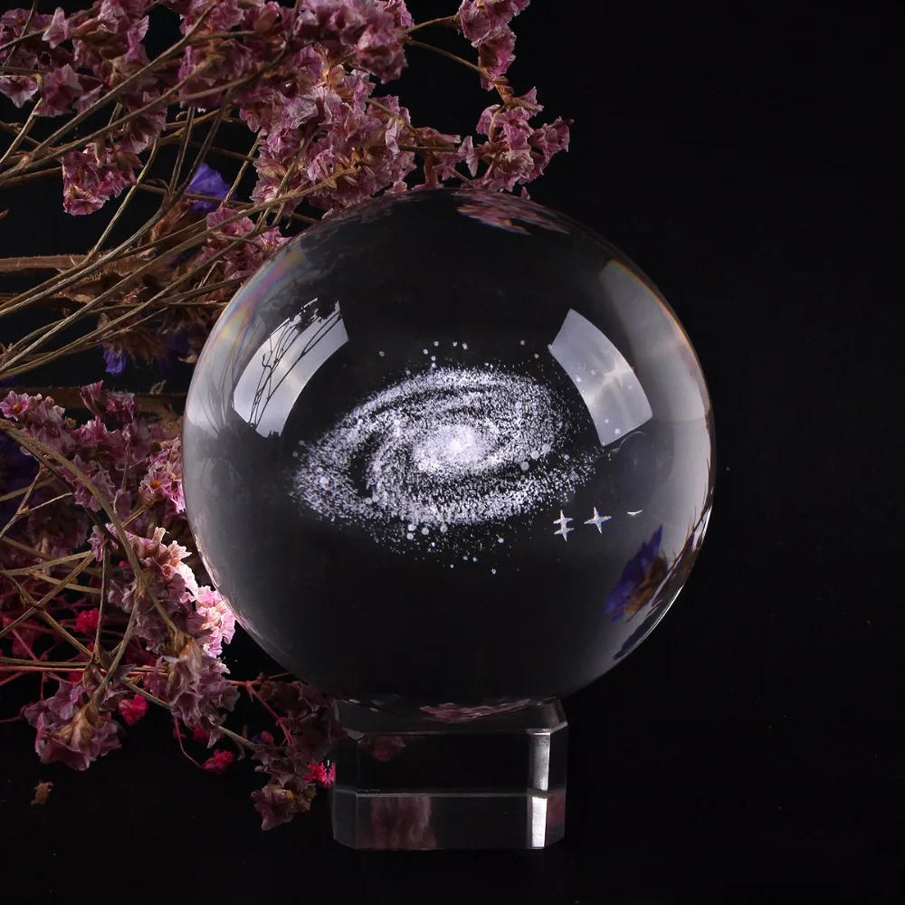 Стеклянный шар 3D с лазерной гравировкой galaxy Crystal бесплатным хрустальный фэн шуй
