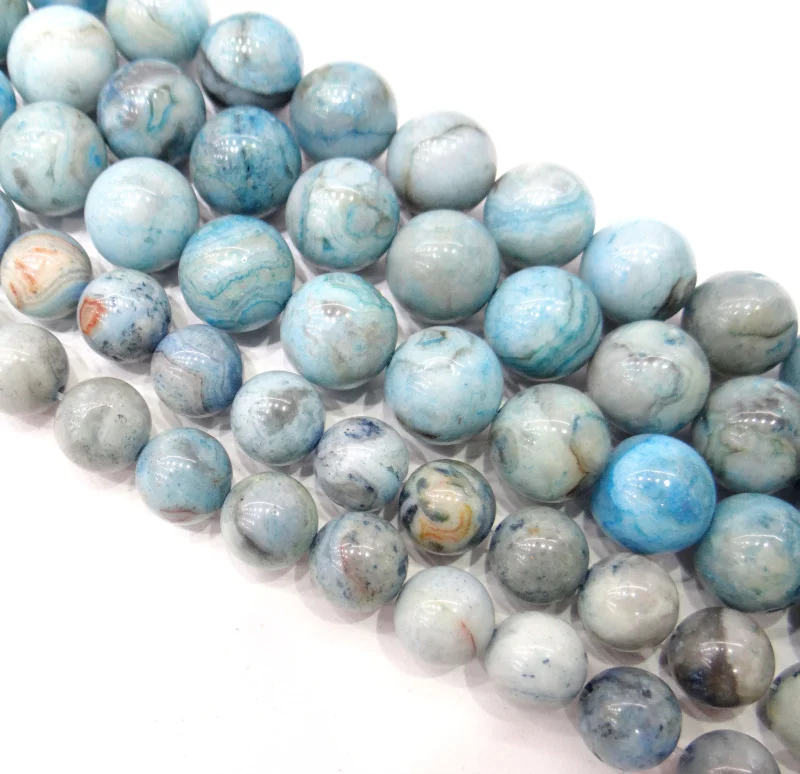 

wholesale Natural Stone Blue Lace Agates Round Loose Beads 4 6 8 10 12MM Pick Size For Jewelry Making