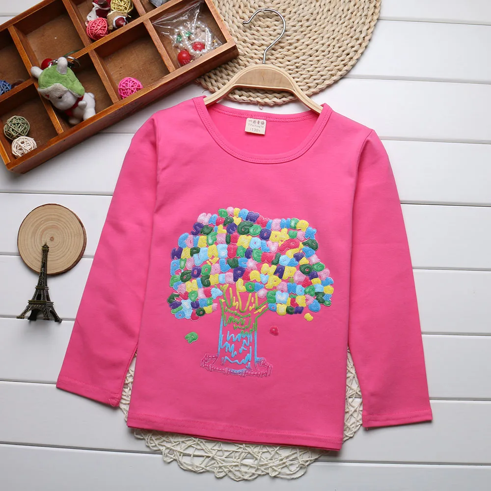 Распродажа, весенне-Осенняя детская футболка с длинными рукавами для девочек хлопковые детские футболки, одежда для маленьких девочек летние футболки, От 2 до 4 лет