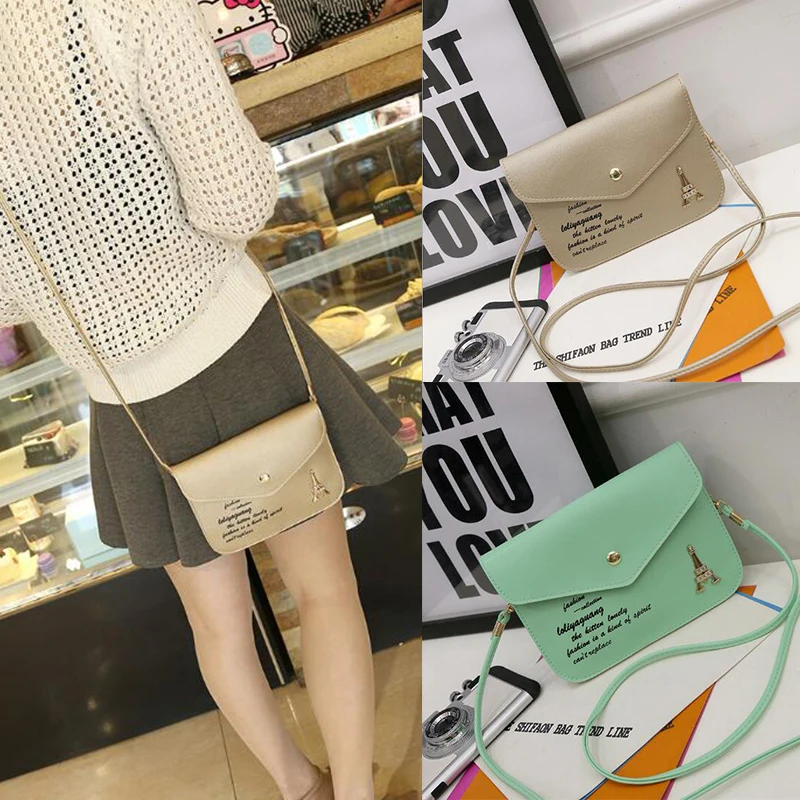 

New 2019 Vintage Mini Small Women Handbags Cross Body Envelope Shoulder Bag PU Leather Messenger Bags Eiffel Tower Crossbody