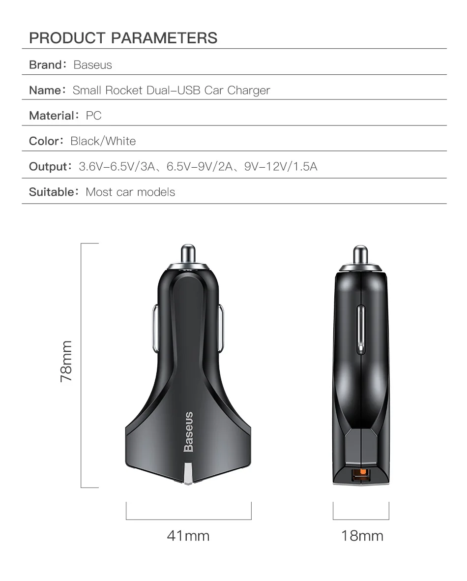 Baseus Quick Charge 3,0 Автомобильное зарядное устройство для samsung Quick charger QC 3,0 USB зарядное устройство для мобильного телефона huawei Xiaomi Быстрая зарядка