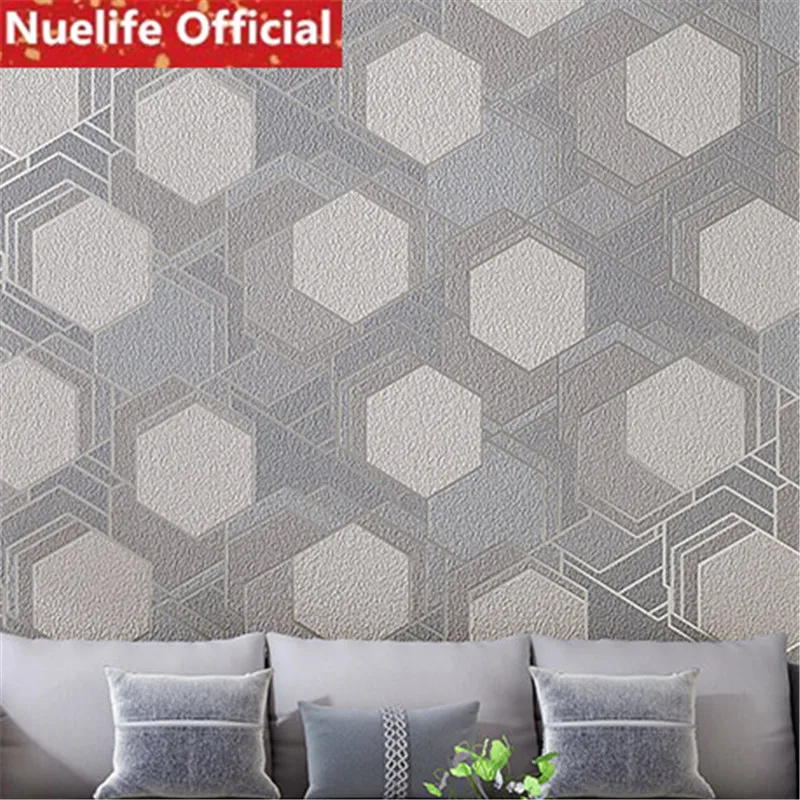 

0.53x10m Faux suede geometric square non-woven wallpaper living room bedroom office dining room study TV background wall paper