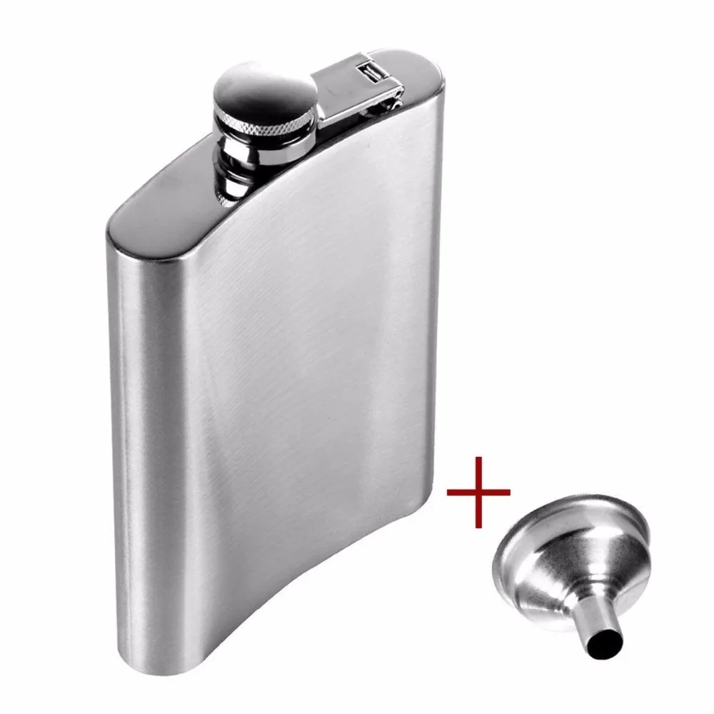 

Stainless steel pot, portable portable 8 ounces wine pot water bottle(+small funnel)