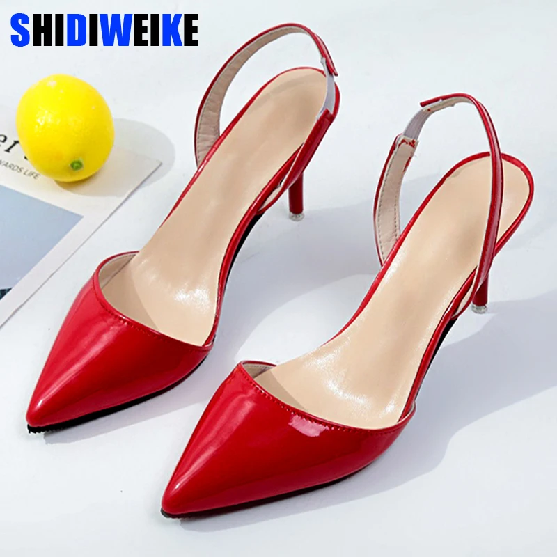 

2019 new summer Female sandals Pointed Toe high heels Nude color tip with 8.5cm fine with high heels Formal Dress Party N708