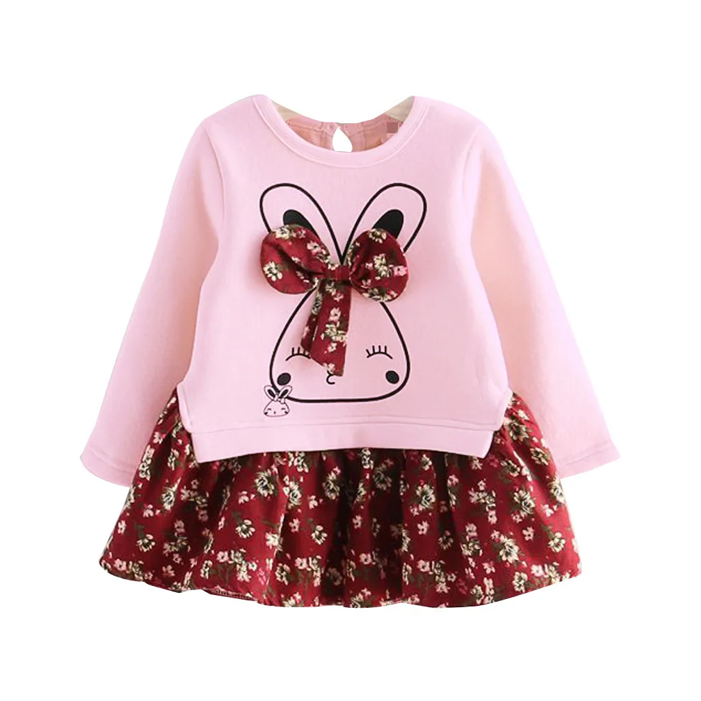 

Fashion Lovely Princess Dress Teenage Autumn Party Dress Girls Fall Long Sleeve cartoon rabbit cute sweater mesh Kids Dress