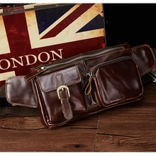 Масло воск Воловья кожа Мужская поясная нагрудная сумка винтажная натуральная кожа сумка через плечо дорожный кошелек сумка Хип бум пояс поясная сумка