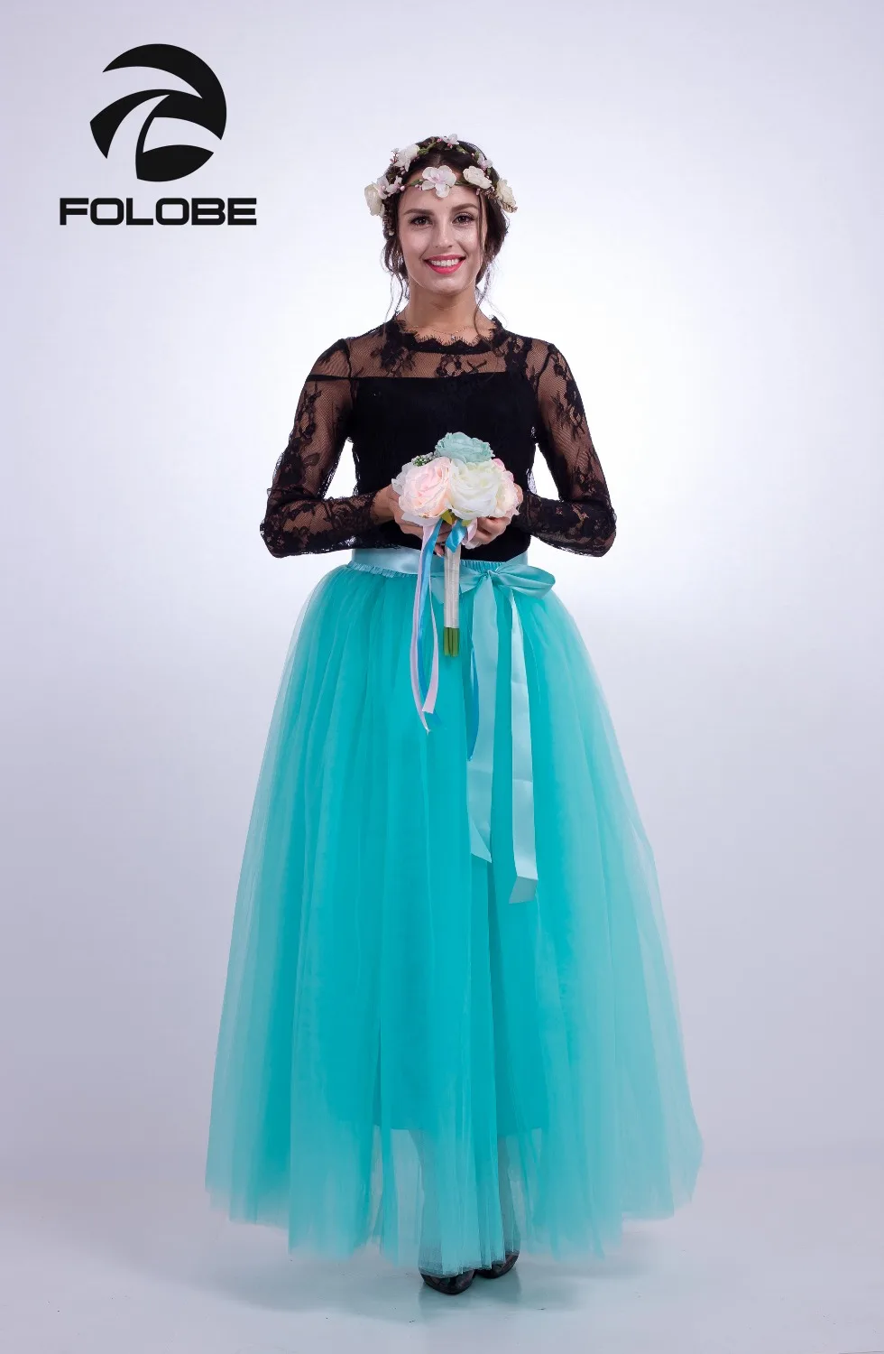 FOLOBE Light Green Maxi 7-Layer Tulle Skirts Womens Fashion TUTU Skirt Bridal Wedding Lolita Underskirt Petticoat TT014 | Женская одежда