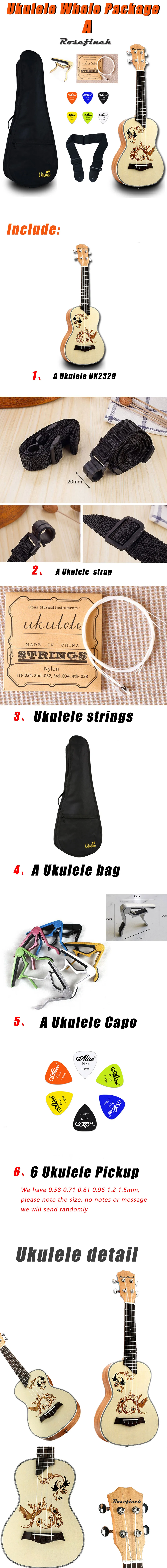 23 дюймов Гавайские гитары укулеле концертная электрическая мини-гитара Ukelele с сумкой Капо 4 струнные ремни медиаторы Гавайские гитары УКУ подарок из красного дерева UK2319A