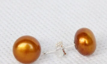 

FREE SHIPPING>>> free shipping 1379 Stud 7-8mm coffee freshwater pearls Earrings 925s post