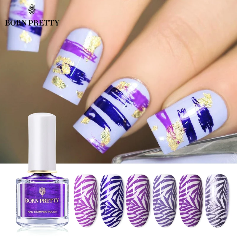 

BORN PRETTY Purple Color Series Nail Stamping Polish 6ml Printing Varnish Rose Red Manicure Art Image Stamp Lacquer