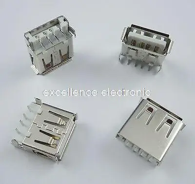 

100Pcs USB 4 Pin Type-A Female Socket Connector DIY