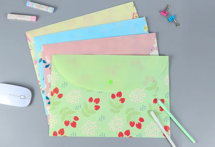 4pcs Cute botones Files folder Document A4 Filing Bag for school office