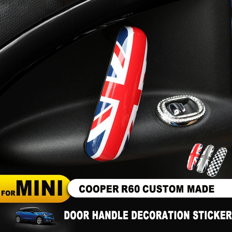 

2pcs Union Jack Car Interior Door Handle Knob Cover Trim Case Sticker Car Styling Accessories for BMW Mini Cooper R60 Countryman