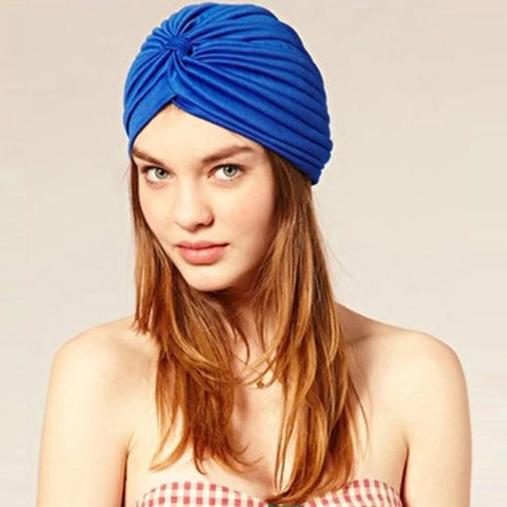Nouvelle Arrivée Pur Couleur Musulman Turban Cap Femmes Élastique Bonnets Chapeau Bandanas Big Satin Bonnet Indien