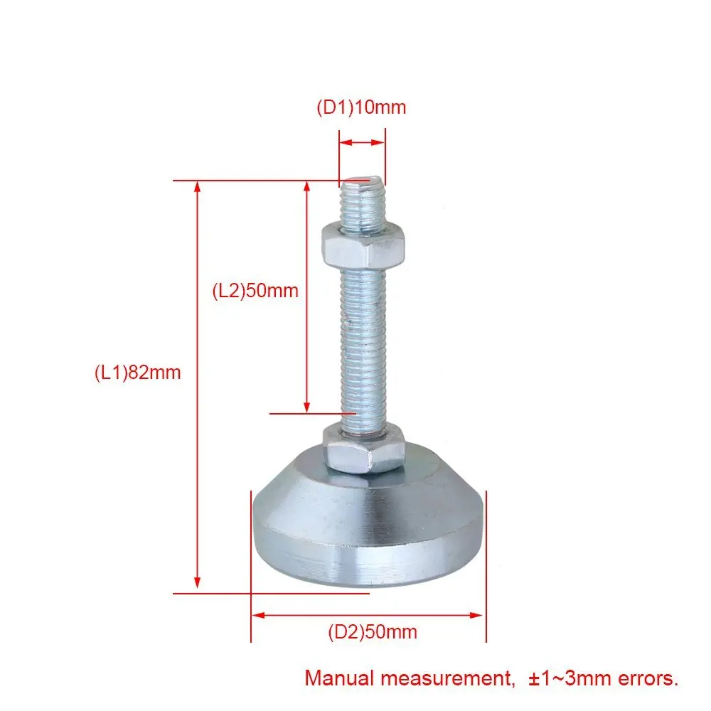 2 шт. 50 мм (диаметр) M10x50mm нити Углеродные Сталь фиксированный регулируемые ножки для сварочного аппарата: мебельные ножки Pad Максимальная