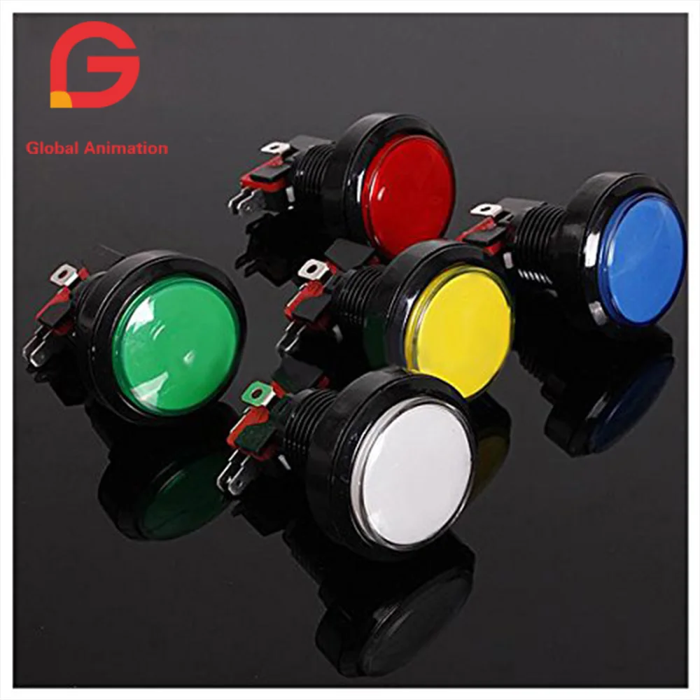 

6pcs 45MM Illuminated LED Lighted 5Color Arcade Video Game Big Round Push Button Lamp