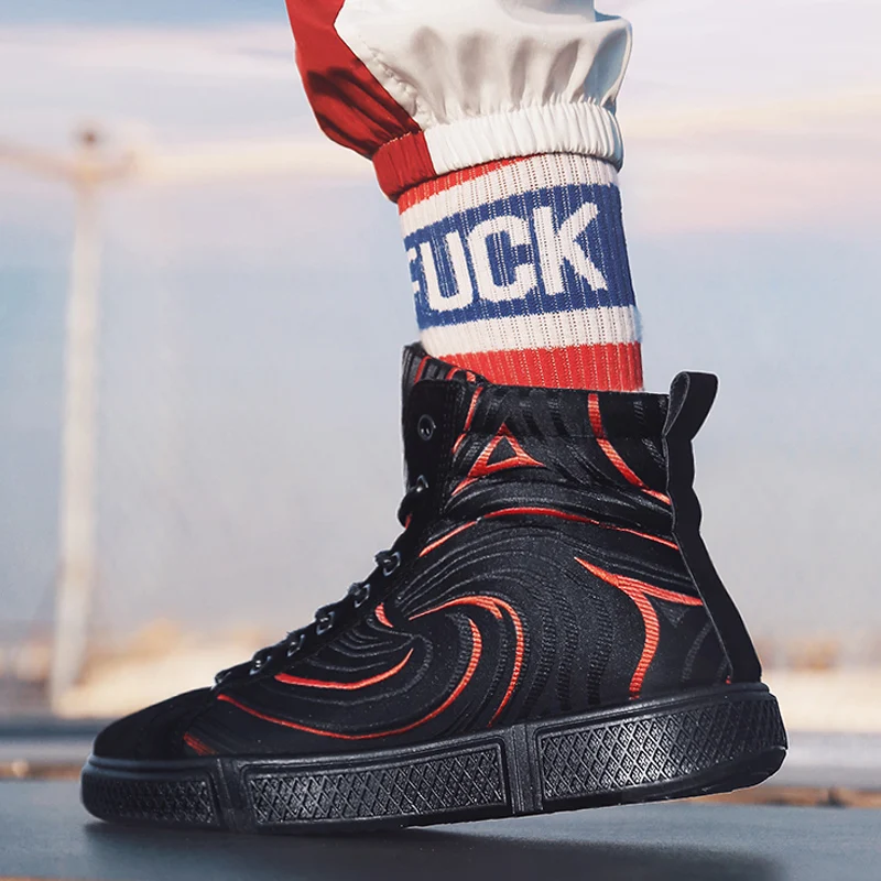 

New high top breathable flat sole skateboard sneakers men jogging trainers shoes boys student skateboarding shoes men zapatillas