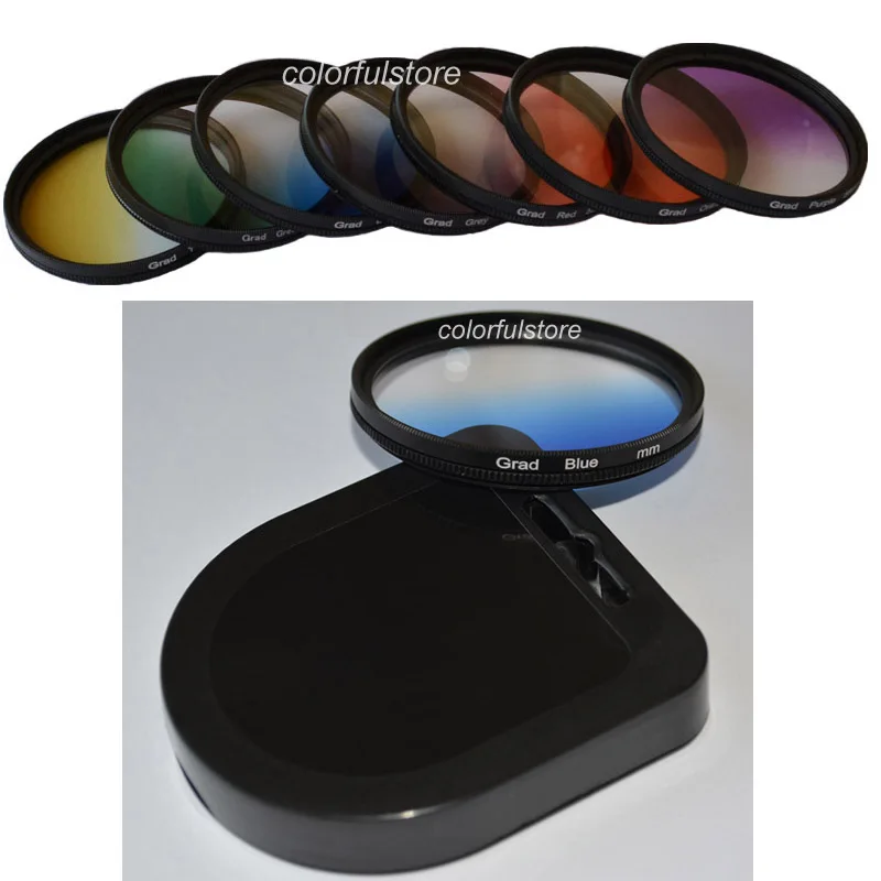 

46mm 46 mm 1Pcs Graduated Gradual Red Purple Green Orange Yellow Blue Grey Colour Filter For Canon Nikon Olympus Panasonic Fuji