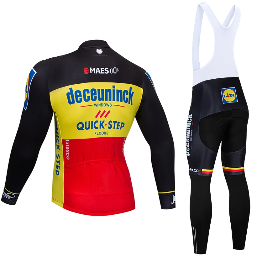 Зимняя команда 2019 QUICKSTEP термальный флисовый комплект из джерси и велосипедных