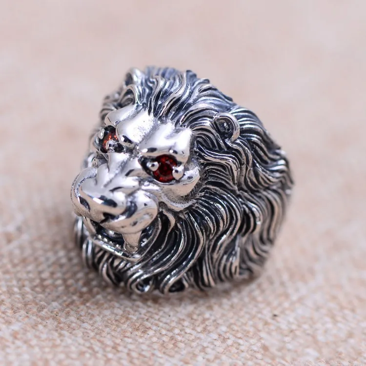Ювелирные изделия из стерлингового серебра 925 пробы, властное модное мужское кольцо Король Лев, мужское модное серебряное кольцо