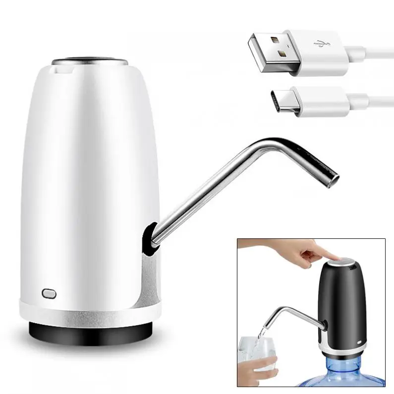 

Touch-tone Wireless Rechargeable Electric Dispenser Water Pump with USB Cable for 5L - 18.9L Barrelled Water