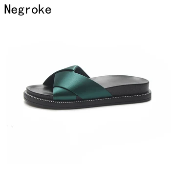 

2018 New Spring Summer Slippers Women Sandals Peep Toe Silk Strap Flip Flops Platform Slides Outdoor Beach Shoes Woman Stuffies