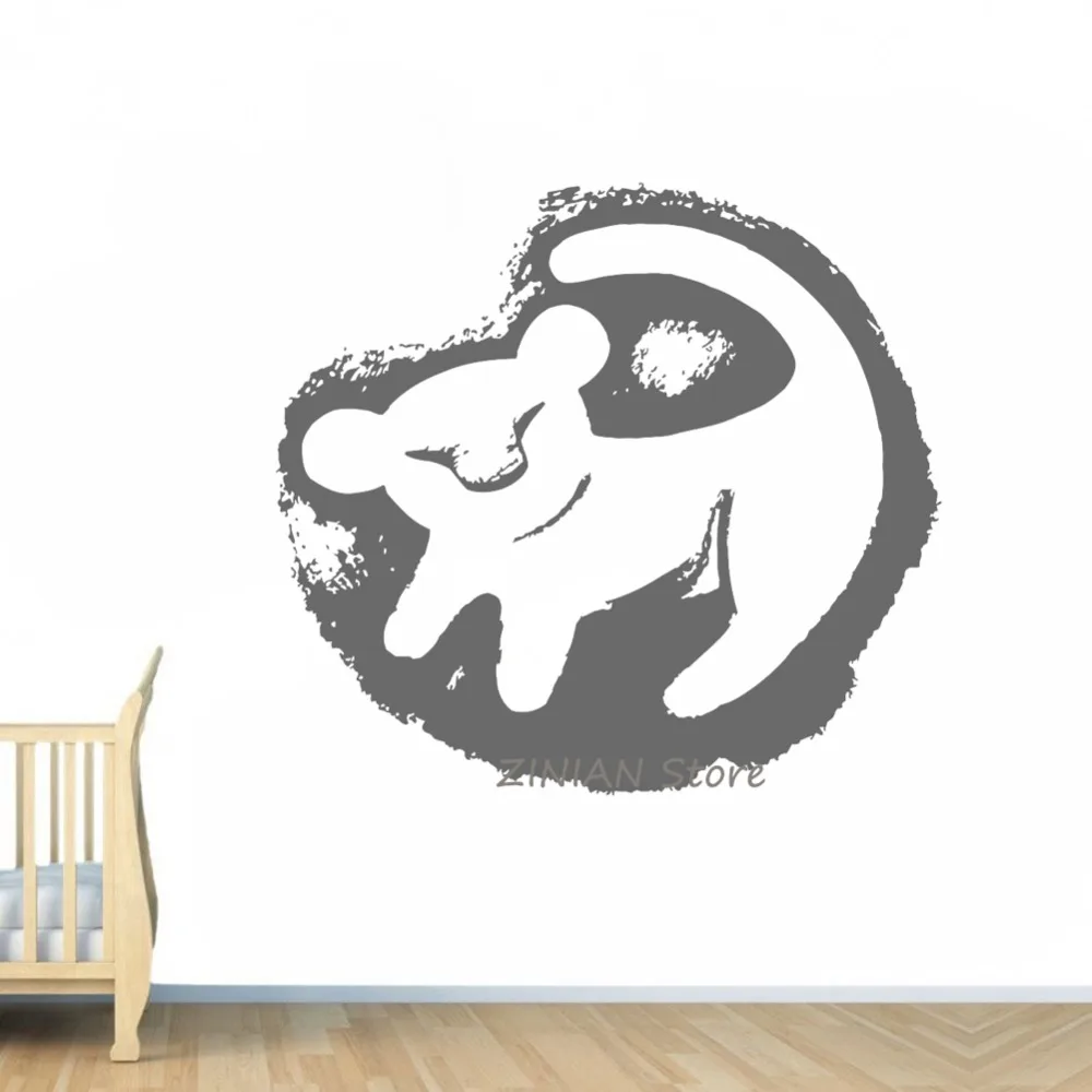 Детская виниловая наклейка с изображением Льва и короля Simba для детской комнаты, съемная Наклейка на стену для девочек и мальчиков, домашний декор с персонажами из мультфильмов, Фреска Z152