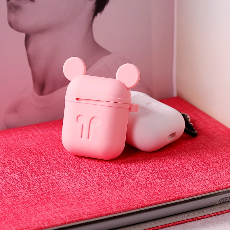 Чехол для наушников Подходит для airpods чехол милый мультфильм мики Силиконовый чехол Скольжение / предотвращения столкновений