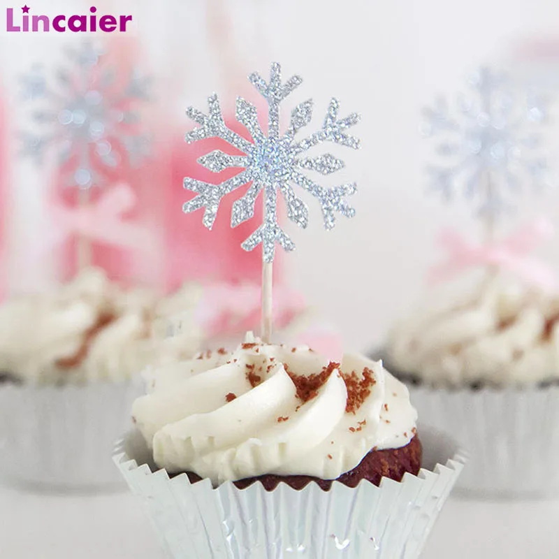 

10Pcs Snowflake Cupcake Toppers Baby Girl Frozen Birthday Party Decorations Kids Princess 2019 Christmas Supplies 2020 New Year