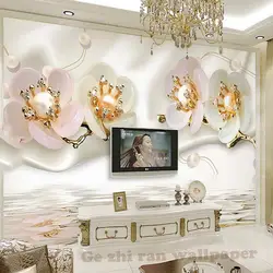 Gezhiran 3d фото фрески пользовательские фото обои 3D Роскошные ювелирные изделия цветы обои гостиной Водонепроницаемый обои