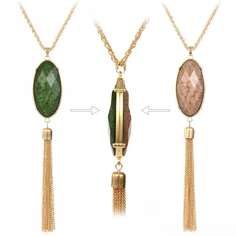 Alloy Tassel font b Necklace b font Gold Silver Long font b Pendant b font font