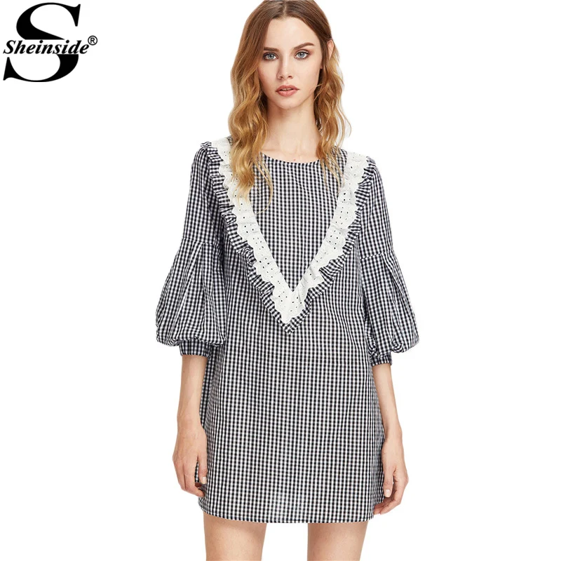 Sheinside Sleeve Women Summer Elegant Mini Shift Dress