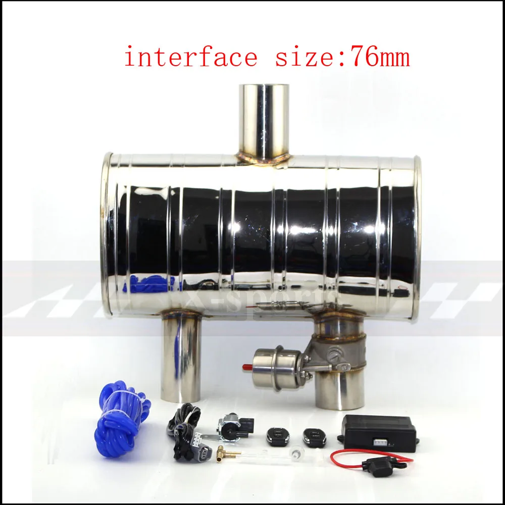 Автомобильный вакуумный насос выхлопной трубы, переменные глушители клапанов, дистанционное управление, нержавеющая сталь, универсальный ID 51 мм 63 мм 76 мм, средний 2 выхода - Цвет: controller 76mm
