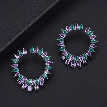 

GODKI 36mm Round Circle Full Mirco Paved Micro Zirconia Women Bridal Dress Wedding Everyday Drop Earring Fashion Jewelry