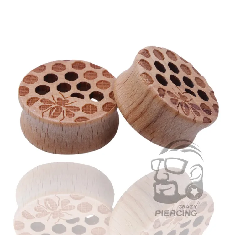 Пирсинг ювелирные изделия медовый гребень органический деревянный беруши-двойной расклешенный седло Серьги Туннели