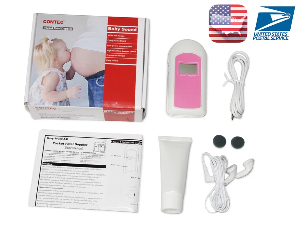 US Warehouse Contec BABYSOUND B PINK Pocket Fetal Heart Doppler US FDA