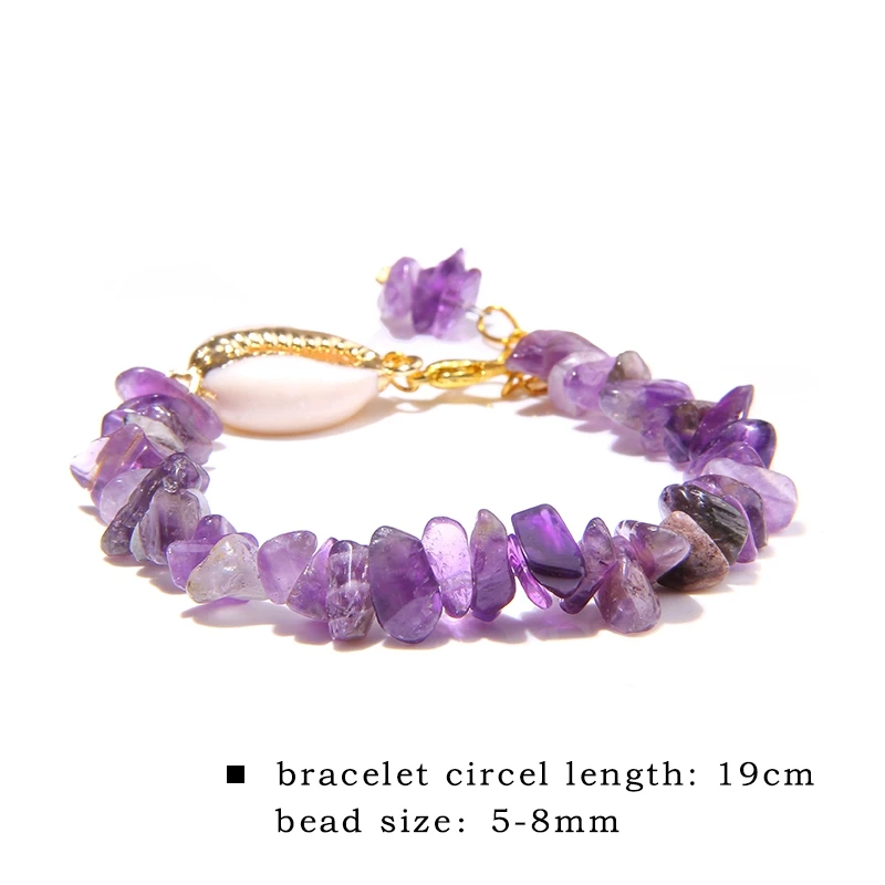 Cowrie Shell Bracelet Natural Stone Chips Crystal Seashell Hand Chain Bracelet for Women Femme Beach Jewelry Bohemian