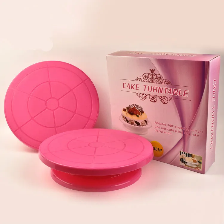 1pc Plastic red Cake Turntable Rotating Cake Decorating Turntable Anti