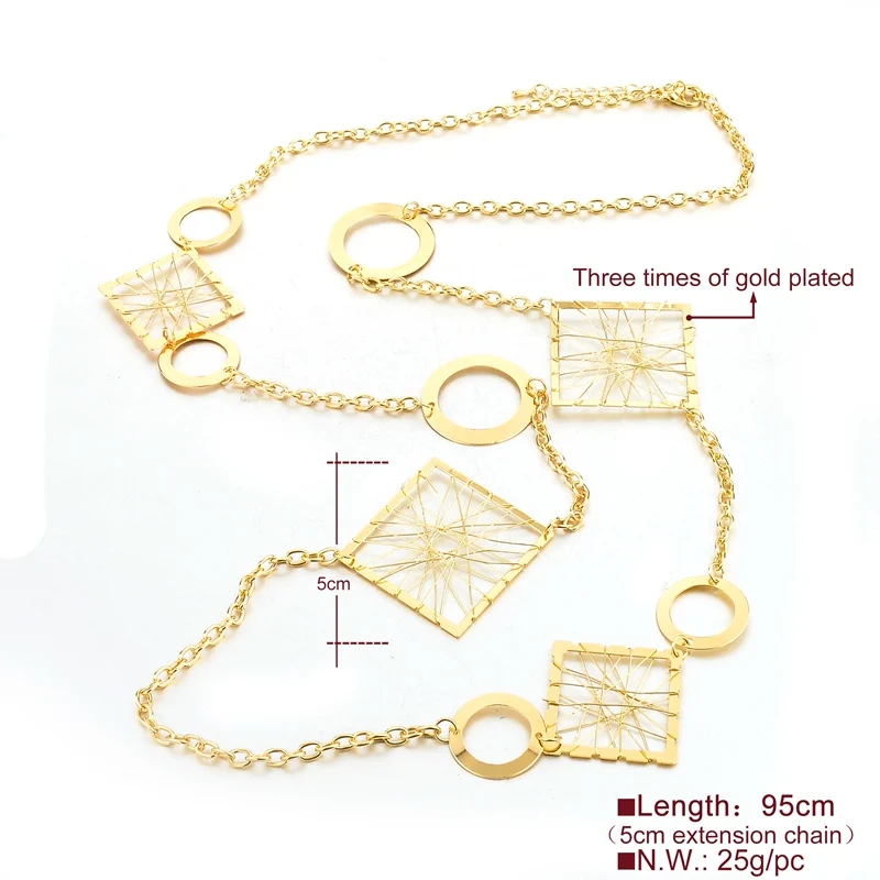 LongWay модные ювелирные изделия длинное ожерелье s с квадратные Подвески цепочка золотого цвета ожерелье для женщин массивные ювелирные изделия SNE160116103