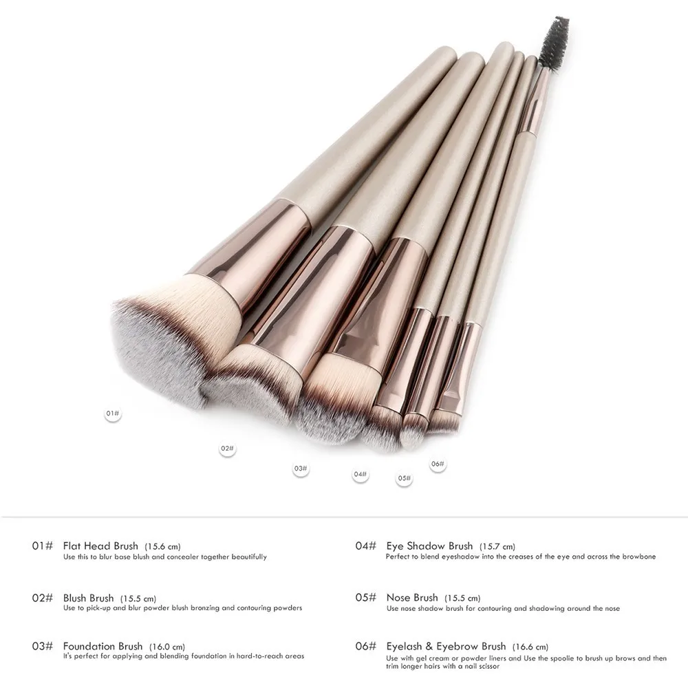 BLUEFRAG Pro 6pcs Makeup Brushes Set Powder Foundation Eyeshadow Make Up Cosmetics Soft Synthetic Hair High Quality|makeup brush set|brush set6pcs
