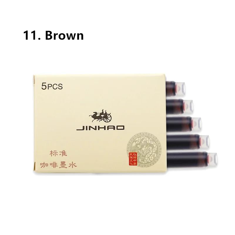 [Не для одной продажи] Jinhao перьевые ручки аксессуары, 0,5 мм 0,38 мм перо, конвертер, цветной картридж A6431 - Цвет: 5pcs Brown