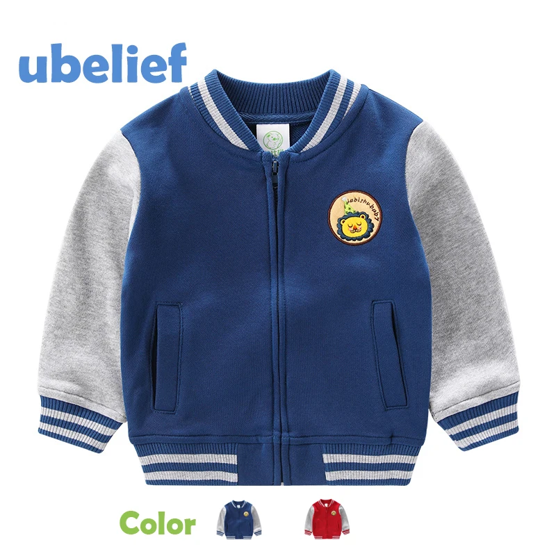 Ubelief Toddler Spring Carton Lion Boys Baseball Jacket Boys Horsehide