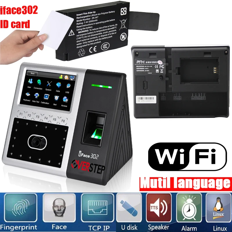 Zkteco iface302 WIFI с функцией ID карты батареи Биометрические отпечатки пальцев время