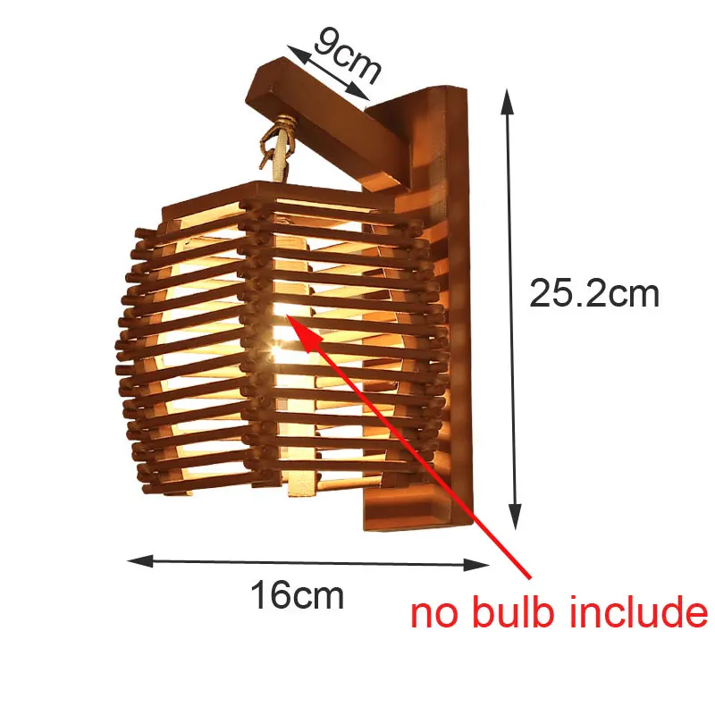 Креативный винтажный китайский бамбуковый настенный светильник E27 настенный светильник для коридора отеля ktichen dinging для ресторана кафе светильник - Цвет абажура: Wood color no bulb