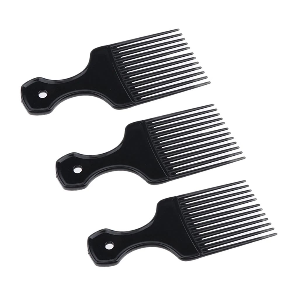 3pcs/set Portable Afro Pick Fork Plastic Curly Hair Comb Long Tooth Hairdressing Light weight Mini Size Convenient