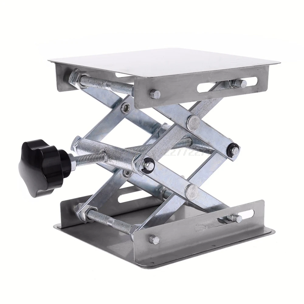  Laboratory Lifting Platform Stand Rack Scissor Jack Bench Lifter Table Lab 100x100mm Stainless Stee