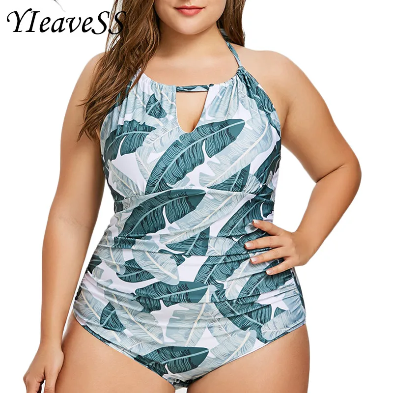

New Halter Push Up Bikinis 2018 Bathing Suit Women One Piece Swimsuit Plus Size Swimwear 5XL Fat Bikini