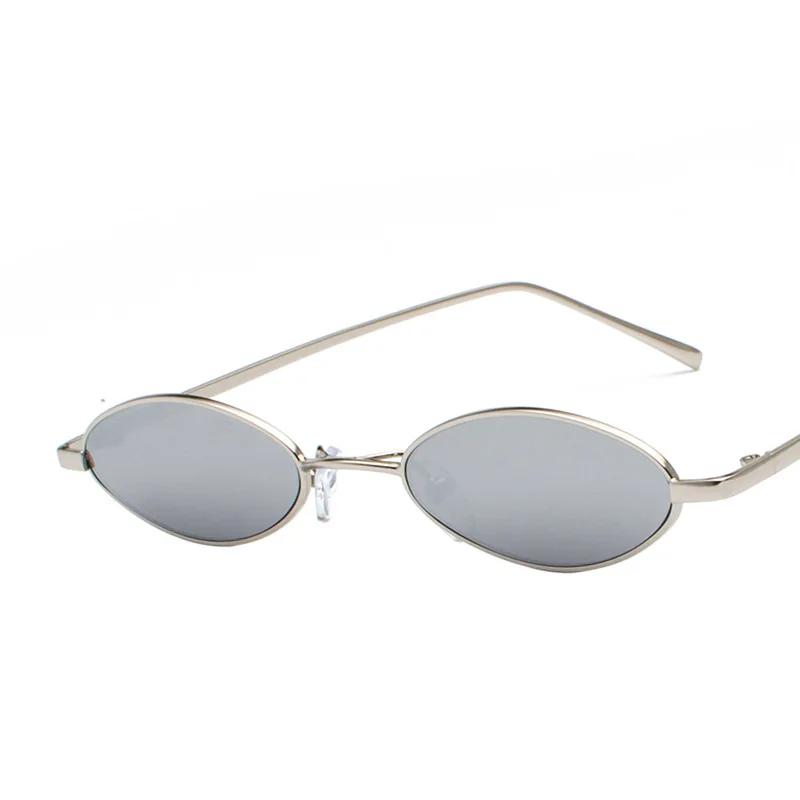YOOSKE маленькие солнцезащитные очки кошачий глаз женские Металлические овальные ретро очки прозрачные женские круглые кошачьи глаза солнцезащитные очки мужские UV400 оттенки - Цвет линз: Silver