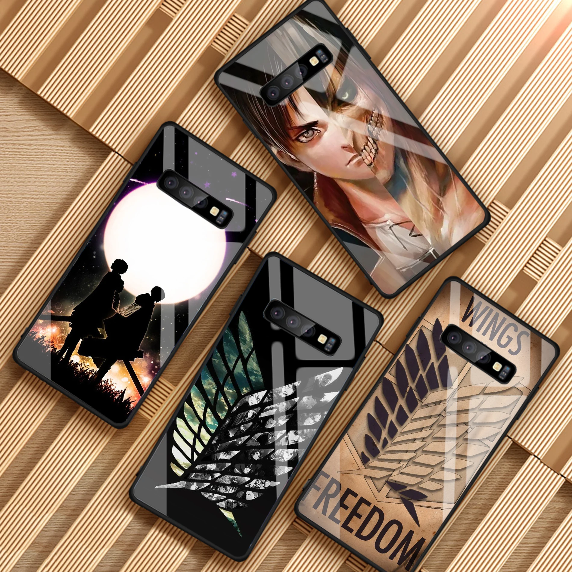 

Attack On Titan Anime Hard Tempered Glass Phone Case For Samsung Galaxy A6 A6S A8 A8S J6 J8 2018 S8 S9 S10 PLUS NOTE 8 9